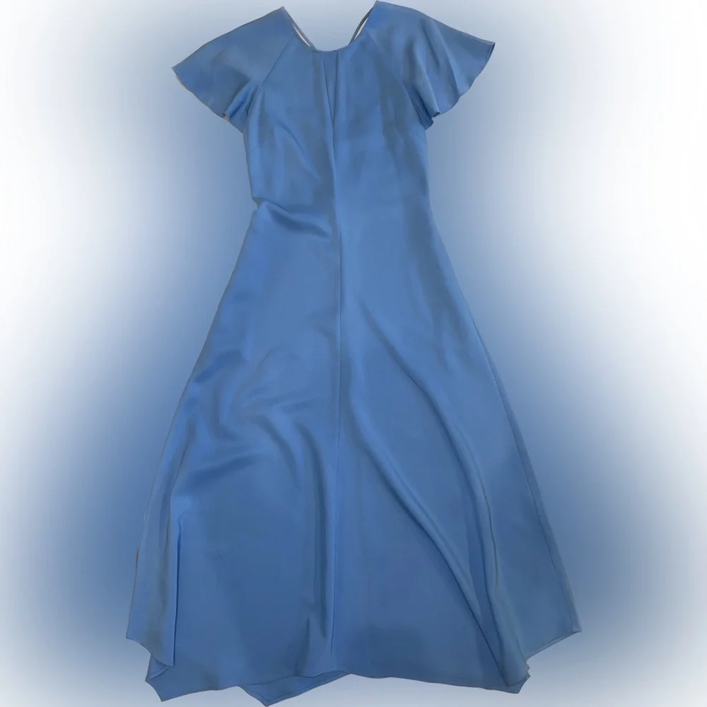 NWOT Reiss Eleni Cap Sleeve butterfly hem cap sleeves blue Midi dress sz 4_8
